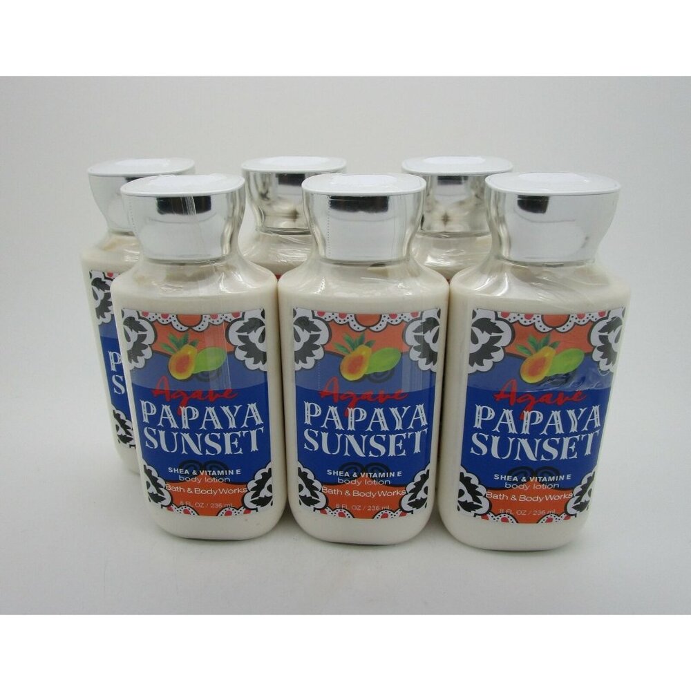 BATH & BODY WORKS Body Lotion AGAVE PAPAYA SUNSET - Lot of 6 - 8 oz each
